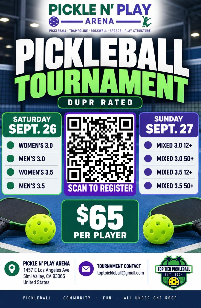 Pickle N' Play Arena DUPR Rated Pickleball Tournament — September 26 & 27